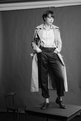 Woman portrait in minimalistic interior