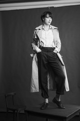 Woman portrait in minimalistic interior