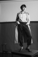 Woman portrait in minimalistic interior