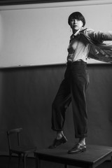 Woman portrait in minimalistic interior