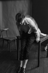 Woman portrait in minimalistic interior