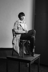 Woman portrait in minimalistic interior