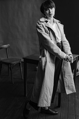 Woman portrait in minimalistic interior