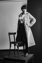 Woman portrait in minimalistic interior