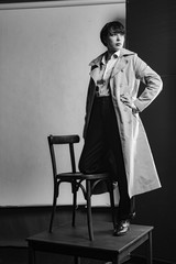 Woman portrait in minimalistic interior