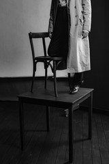 Woman portrait in minimalistic interior