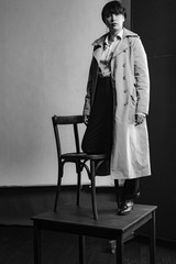 Woman portrait in minimalistic interior