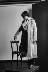 Woman portrait in minimalistic interior