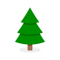 Flat christmas tree isolated on white