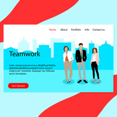 Success teamwork, real confident business team landing page