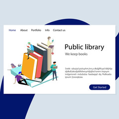 Website template for public library illustration. We keep books