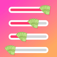 Interface slider button with fan money cash, bill note green