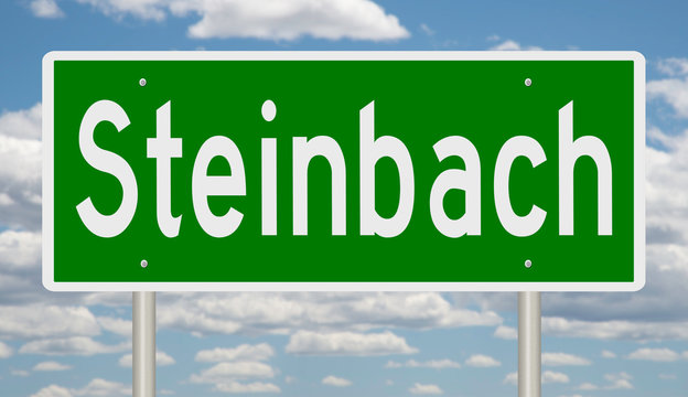 Rendering Of A Green Road Sign For Steinbach Manitoba Canada