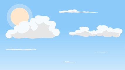 Landscape blue sky and white clouds on sunny day.Sky and cloud background.cartoon sky concetp.Vector illustration