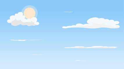 Landscape blue sky and white clouds on sunny day.Sky and cloud background.cartoon sky concetp.Vector illustration