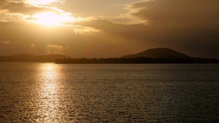 Beautiful view of the greek island with mountains in the Ionian sea. Nature of Greece. 4K