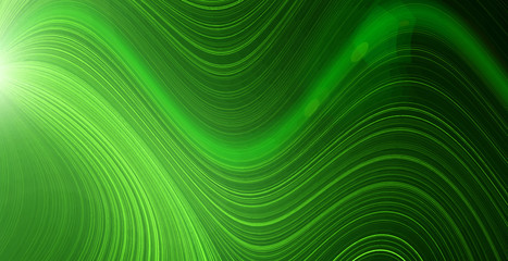 Bright green glow flux effect wavy pattern. Vector illustration