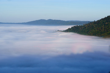 Beautiful landscape fog over the mountain in the morning,Khao Kho,Phetchabun,Thailand