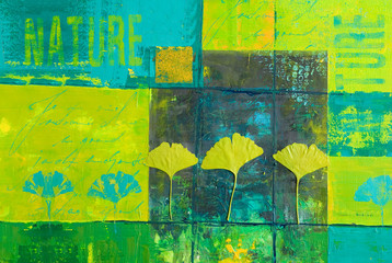 Green Gingko Leaf Collage With Text