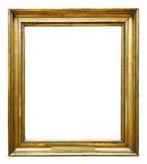 Picture gold wooden ornate frame for design on white  background