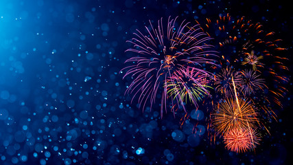 Fireworks with Abstract bokeh background