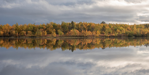 Lake in mountain. Abisko national park in north of Sweden.