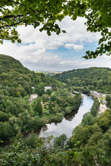 Stunning Summer landscape of view from Symonds Yat over River Wye in English and Welsh countryside
