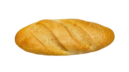 Baguette, loaf of white bread. Isolated on white.