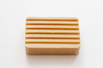 piece of  household soap on a white background