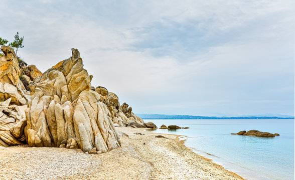 Beautiful beach in Vourvourou, Sithonia, Greece