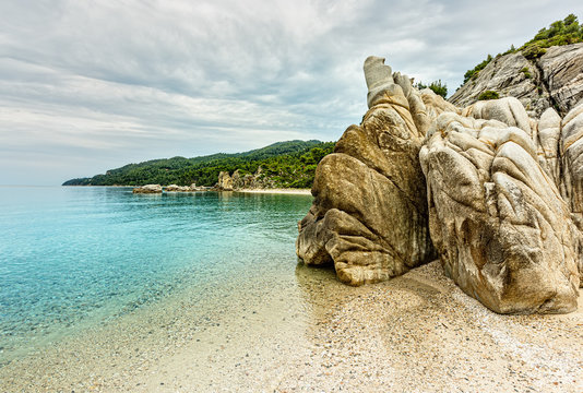 Beautiful beach in Vourvourou, Sithonia, Greece