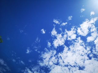 Blue sky with clouds background and textures. 