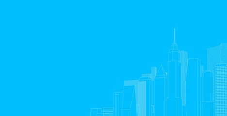 Fototapeta premium Modern architecture wireframe. Concept of urban wireframe. Wireframe building 3D illustration of architecture