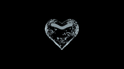 Heart shape made out of water. 3D rendering.
