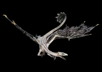 3D Rendering Fairy Tale Dragon on Black
