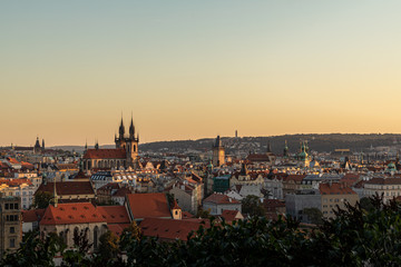 Fototapeta na wymiar Sunset overlooking Prague Centre