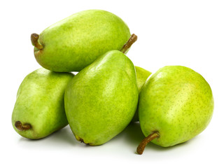 Fresh pears on white background