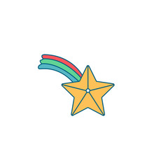 Fototapeta premium Christmas decoration for home. Christmas star with a rainbow on the crown of the tree. Christmas tree toy, a gift for the sock. Editable vector illustration