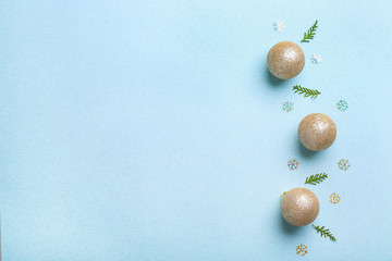 Beautiful Christmas composition on color background