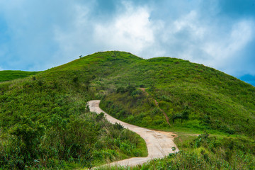 Fototapeta na wymiar Beatiful Green Mountain with Clouds
