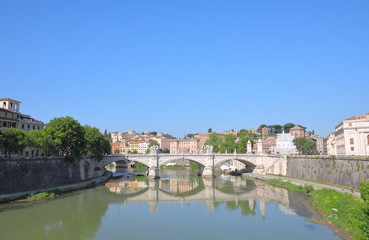 Fototapeta na wymiar Tiber river cityscape Rome Italy