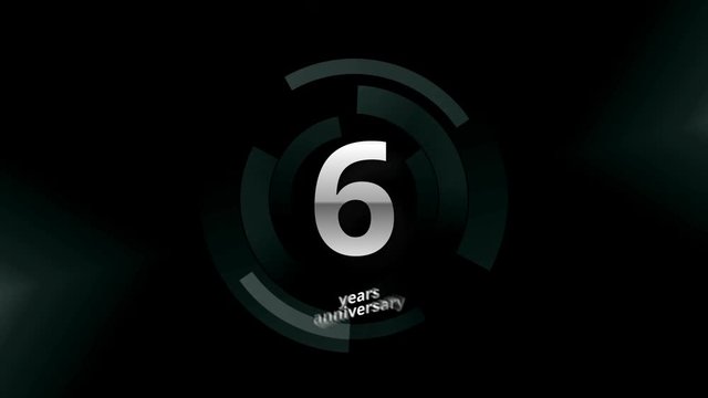 6 Years Anniversary Digital Tech Circle Silver Background
