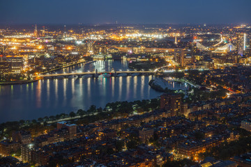 Naklejka premium Boston cityscape from the Skywalk Observatory of the Prudential.Charles river.Massachusetts USA