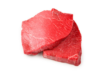 Beef steak isolated on white background.