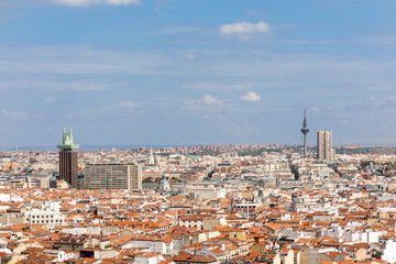 Panoramic aerial view in Madrid, capital of Spain, Europe.