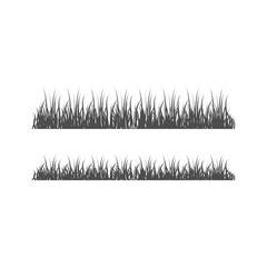 Set gray grass borders. Spring grass pattern. Tufts of grass. Design elements of nature. Vector illustration.