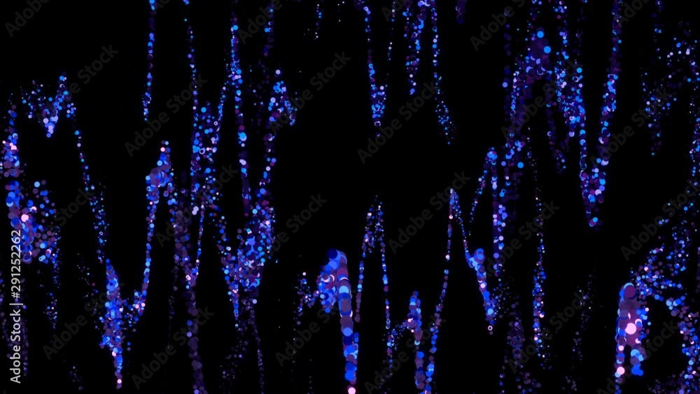 Poster 4k festive multicolored motion background. bokeh blue and purple lights. floating glitters. glowing 