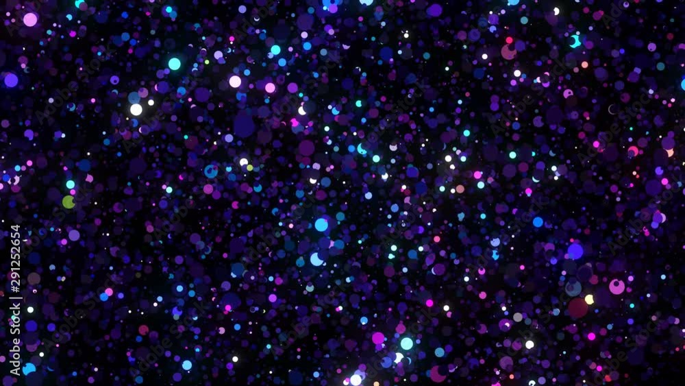 Poster 4k festive multicolored motion background. bokeh violet lights. floating glitters. glowing particles