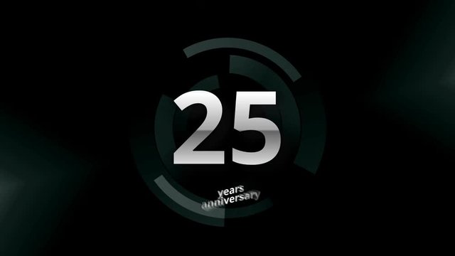 25 Years Anniversary Digital Tech Circle Silver Background