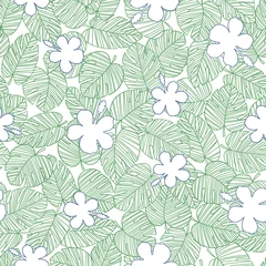 Zelfklevend Fotobehang Tropical plant seamless pattern illustration © daicokuebisu